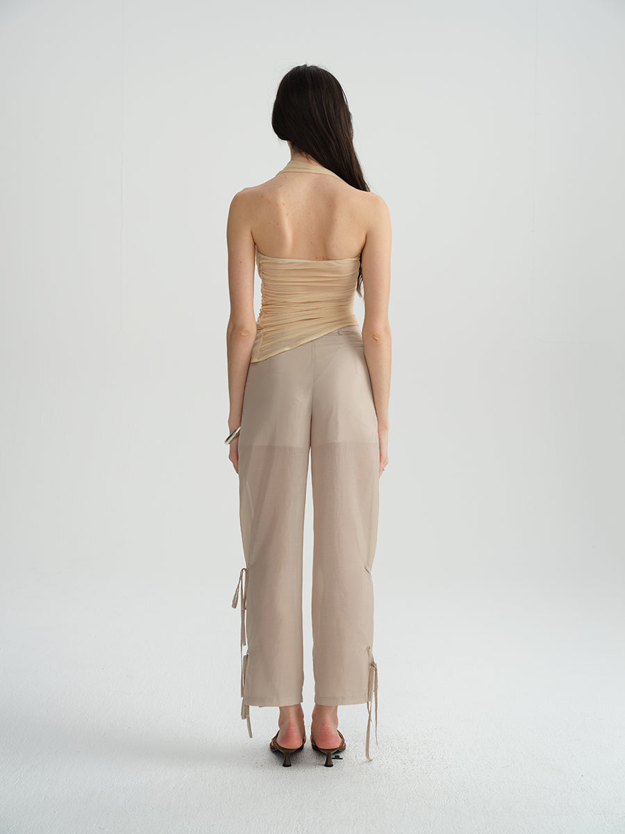 Dotyears Forest Whispers Collection - Metallic halterneck suspender mesh pleated top