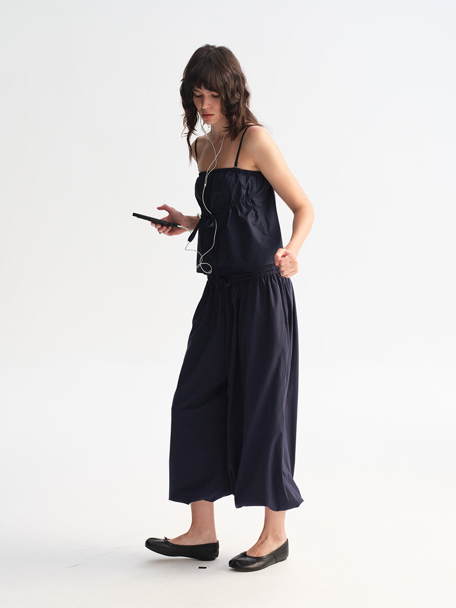 Hughum Cottony Drawstring Lantern Pants