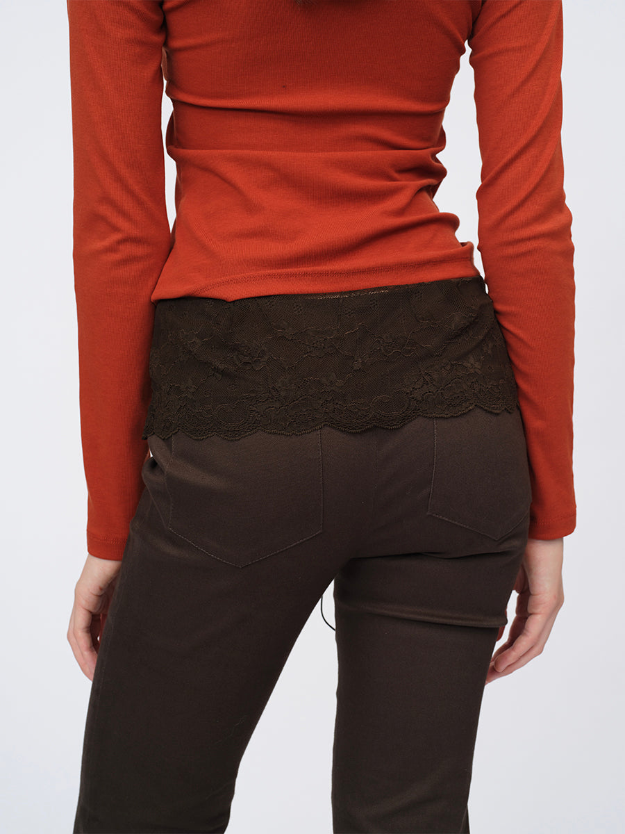 Dotyears Brown Lace Panel Pants