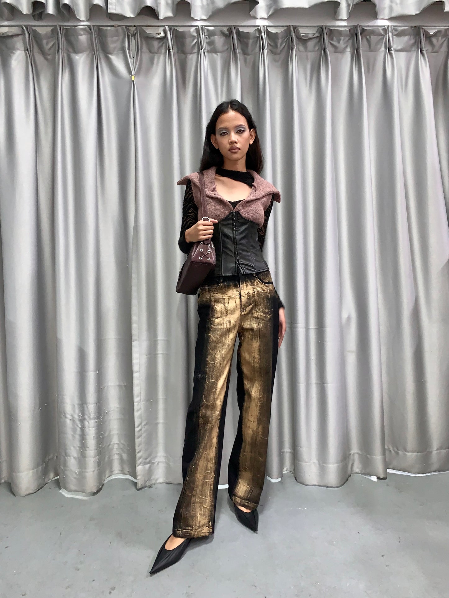 Dotyears 22AW brushed gold jeans