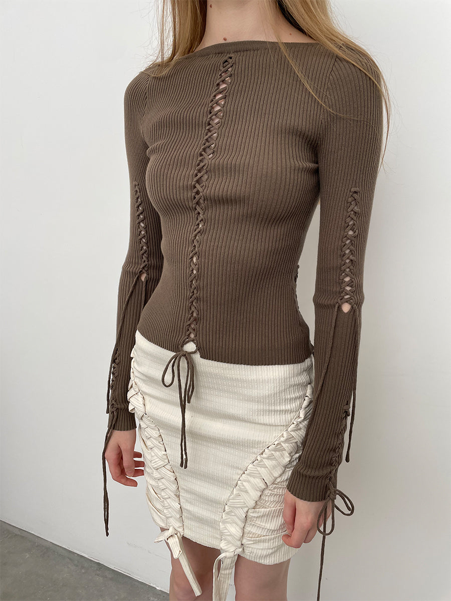 Dotyears24AW Original niche design lace-up skirt skirt