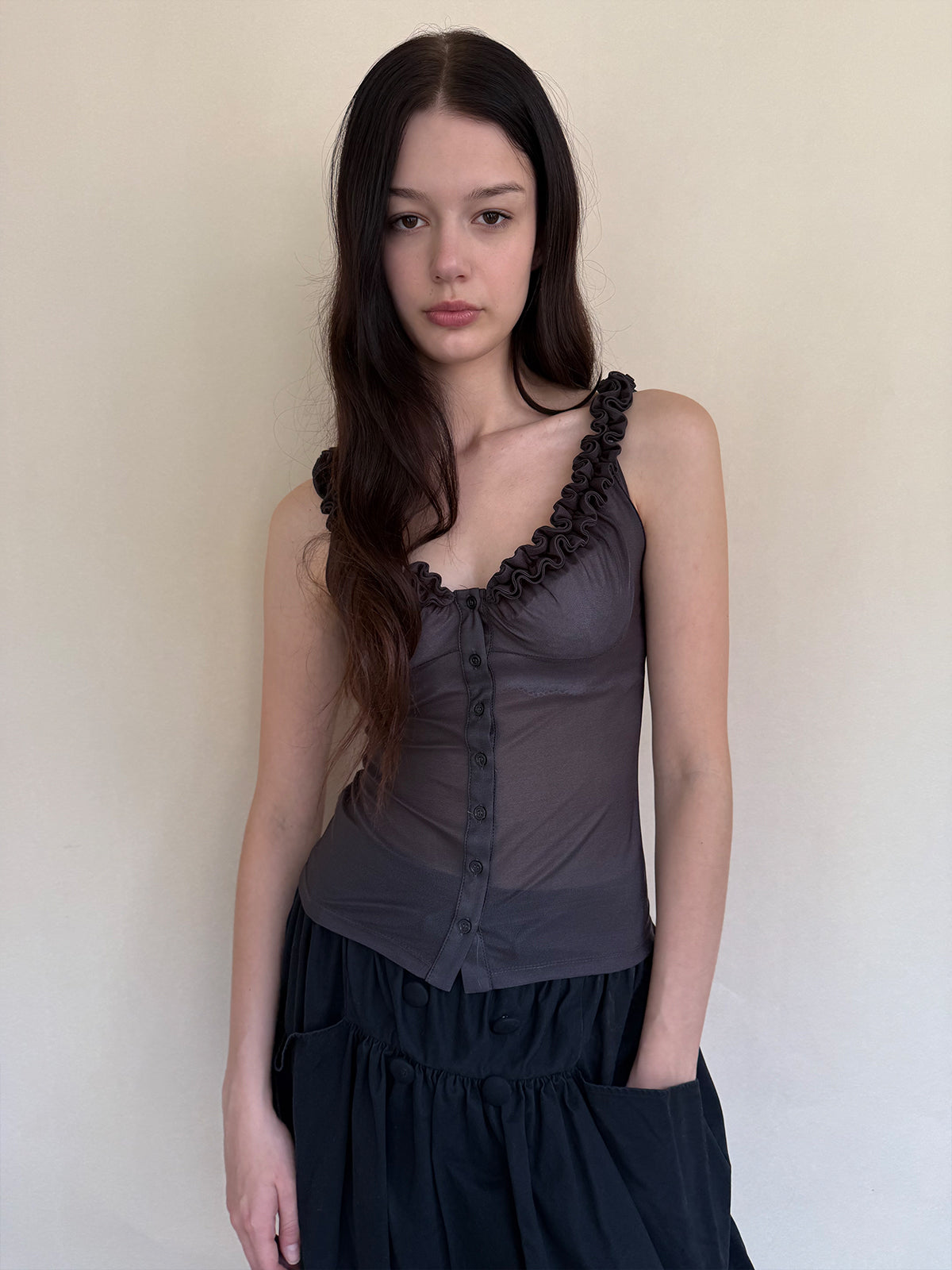 Dotyears purple acetate lace V-neck cardigan with camisole