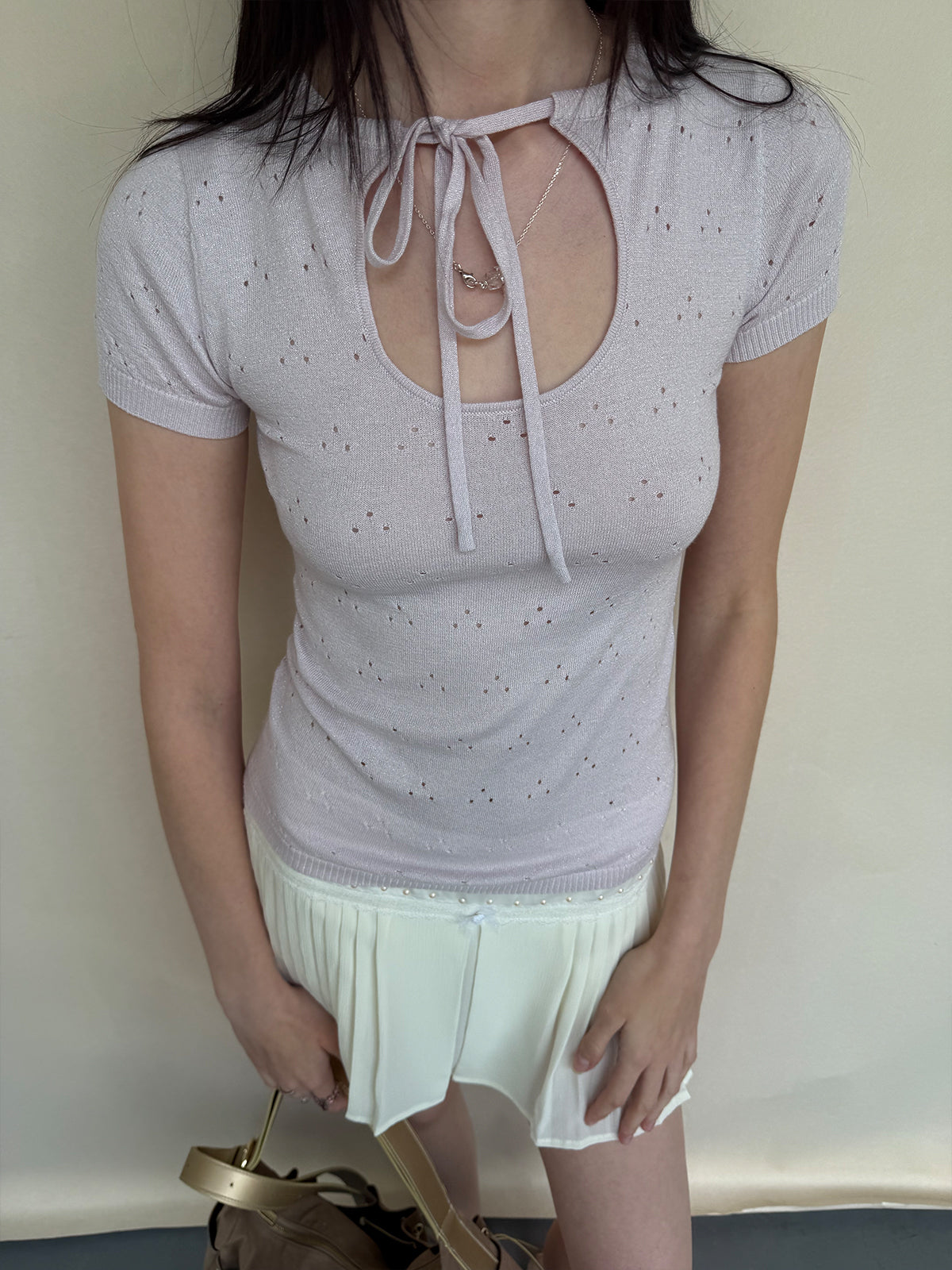 Dotyears Basic Eyelet Knit Top