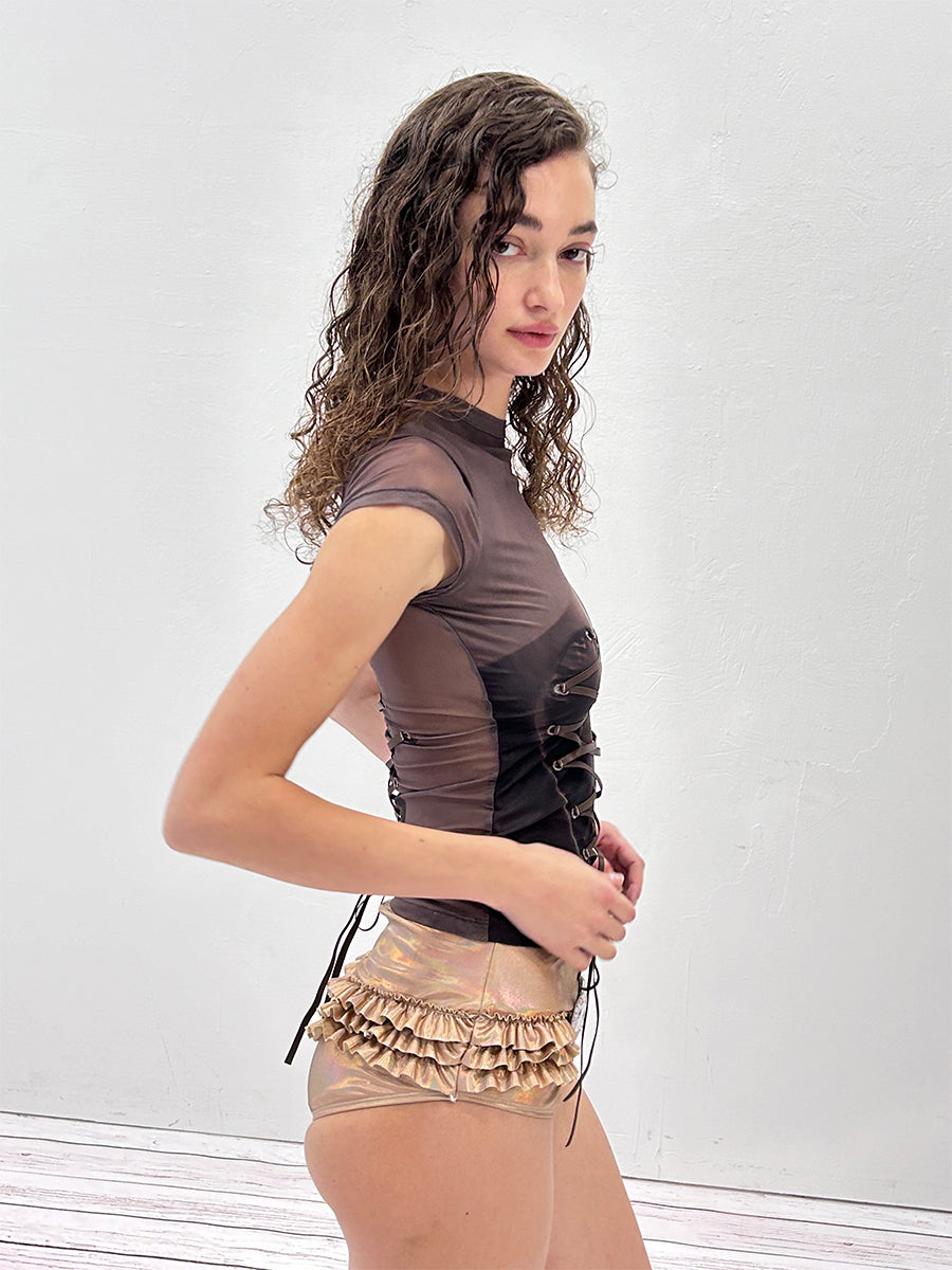 DotyearsxRoe2meDolly Original mesh figure print strappy slim top