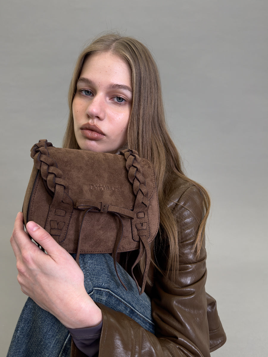 Dotyears Versatile Top-Handle Bag with Woven Suede Handle