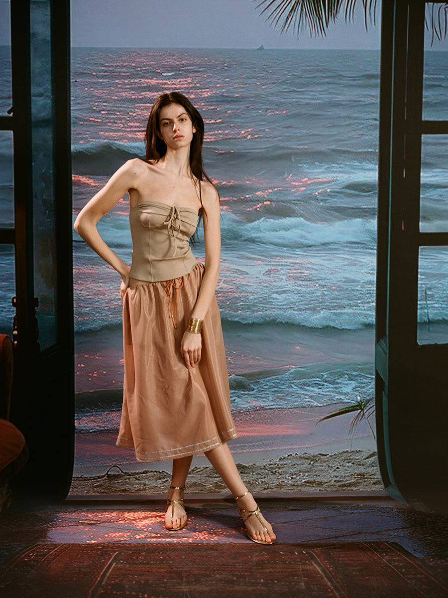 Dotyears Tie-up two-tone slim-fit knitted bandeau