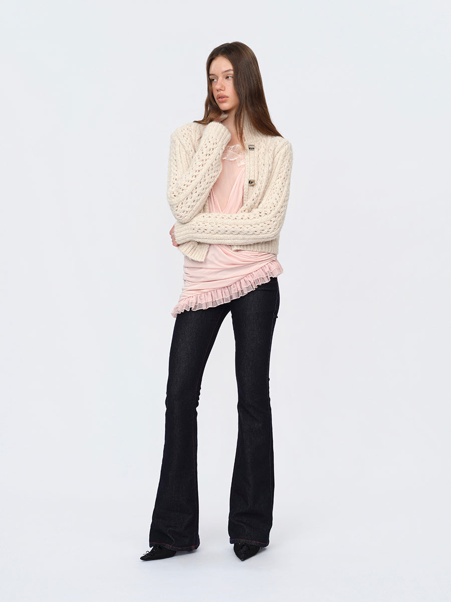 Dotyears Two-in-One Pleated Top in Acetate with Contrast Panels