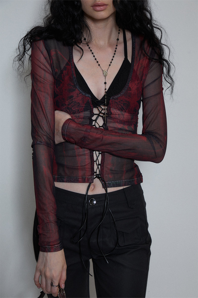 Dotyears Butterfly strappy printed cardigan