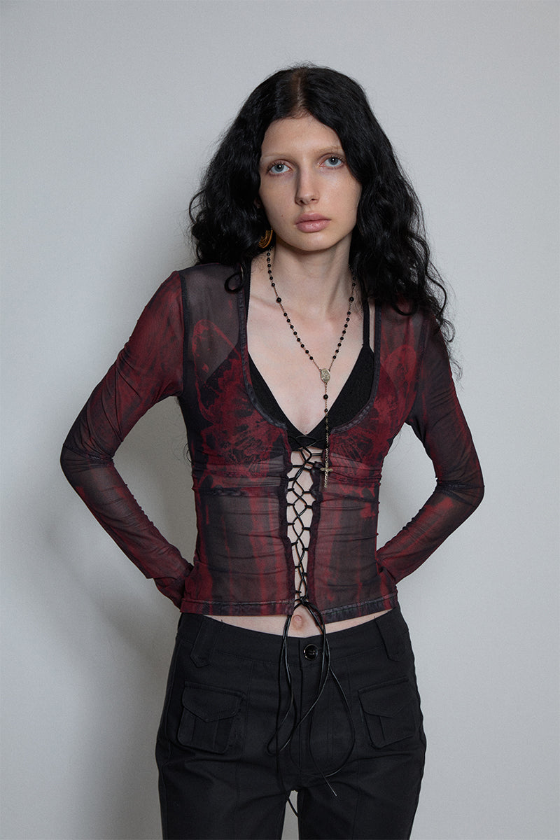 Dotyears Butterfly strappy printed cardigan