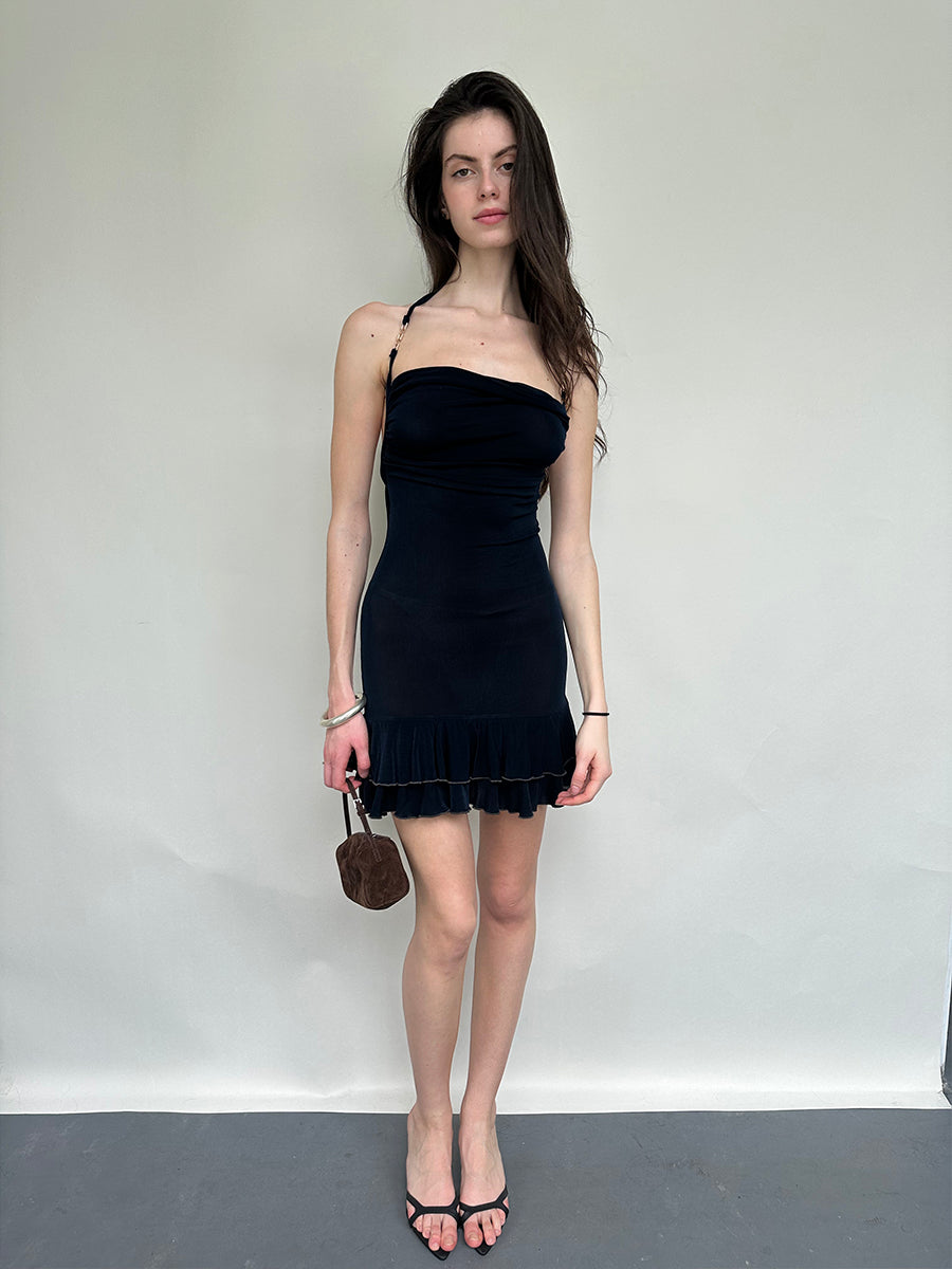 Dotyears Navy acetate dress