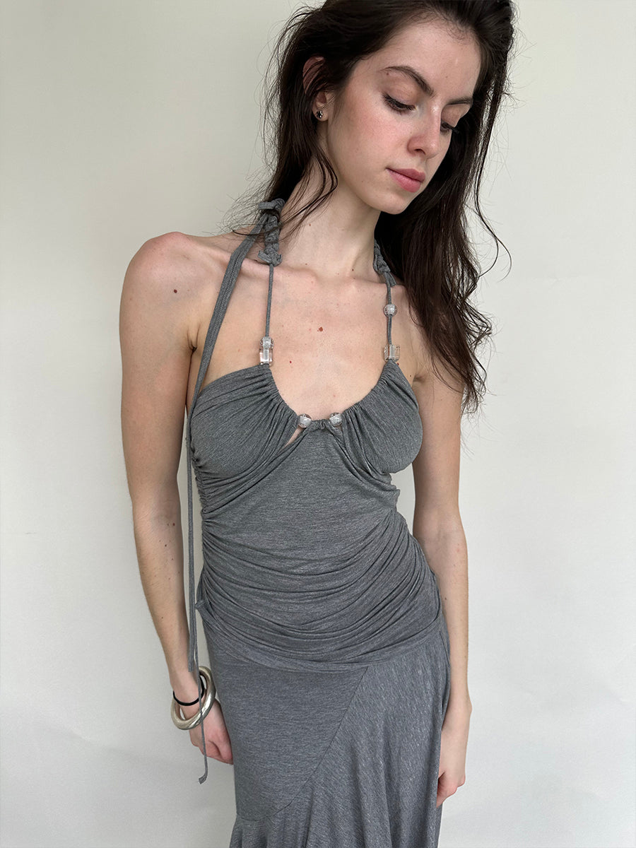 Dotyears Grey beaded hand-woven shoulder strap holiday set