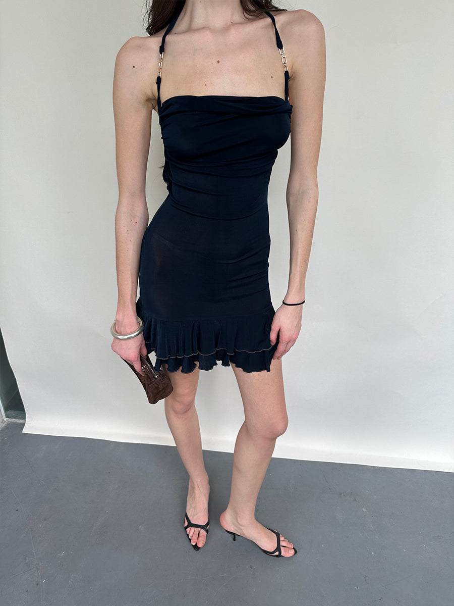 Dotyears Navy acetate dress