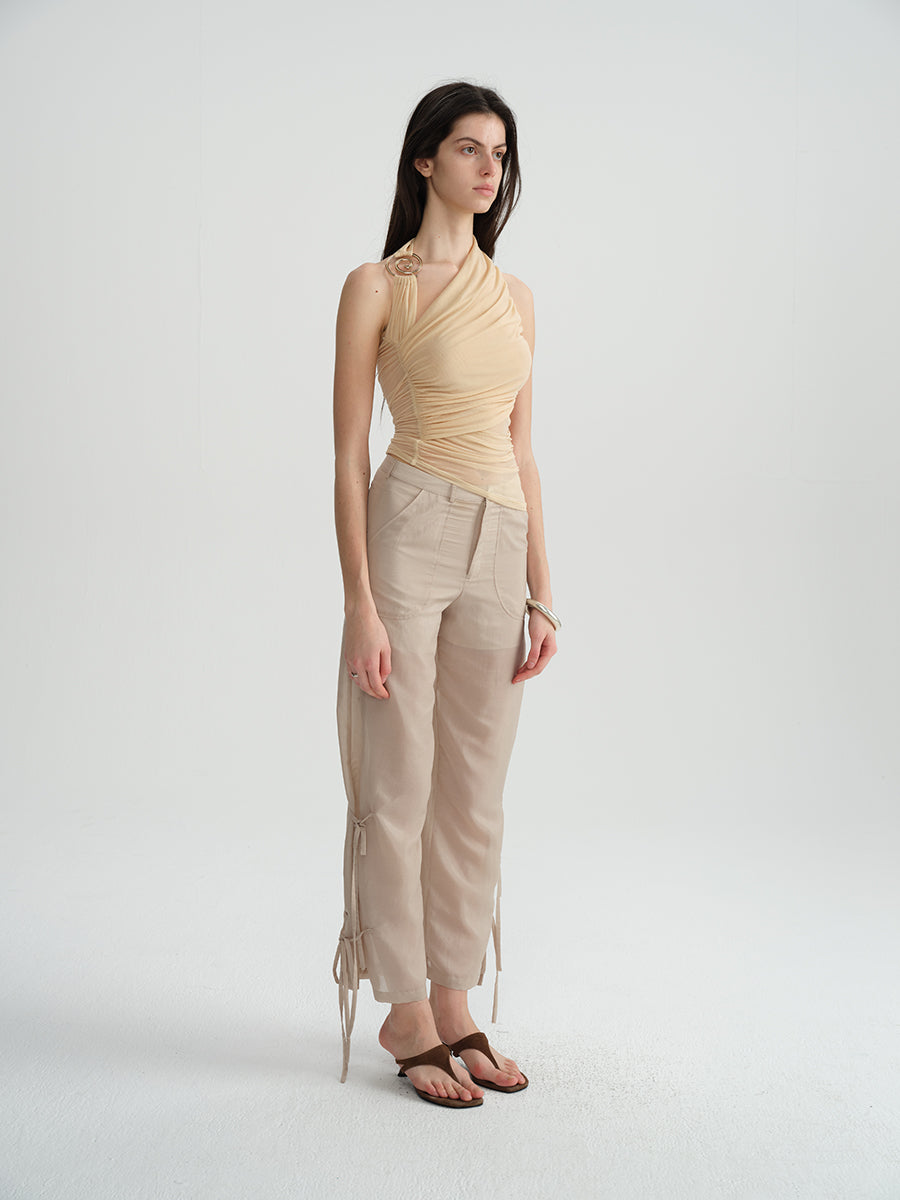 Dotyears Forest Whispers Collection - Metallic halterneck suspender mesh pleated top