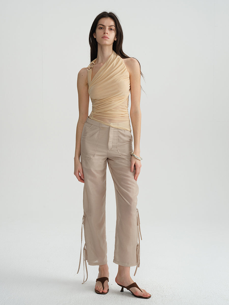 Dotyears Forest Whispers Collection - Metallic halterneck suspender mesh pleated top
