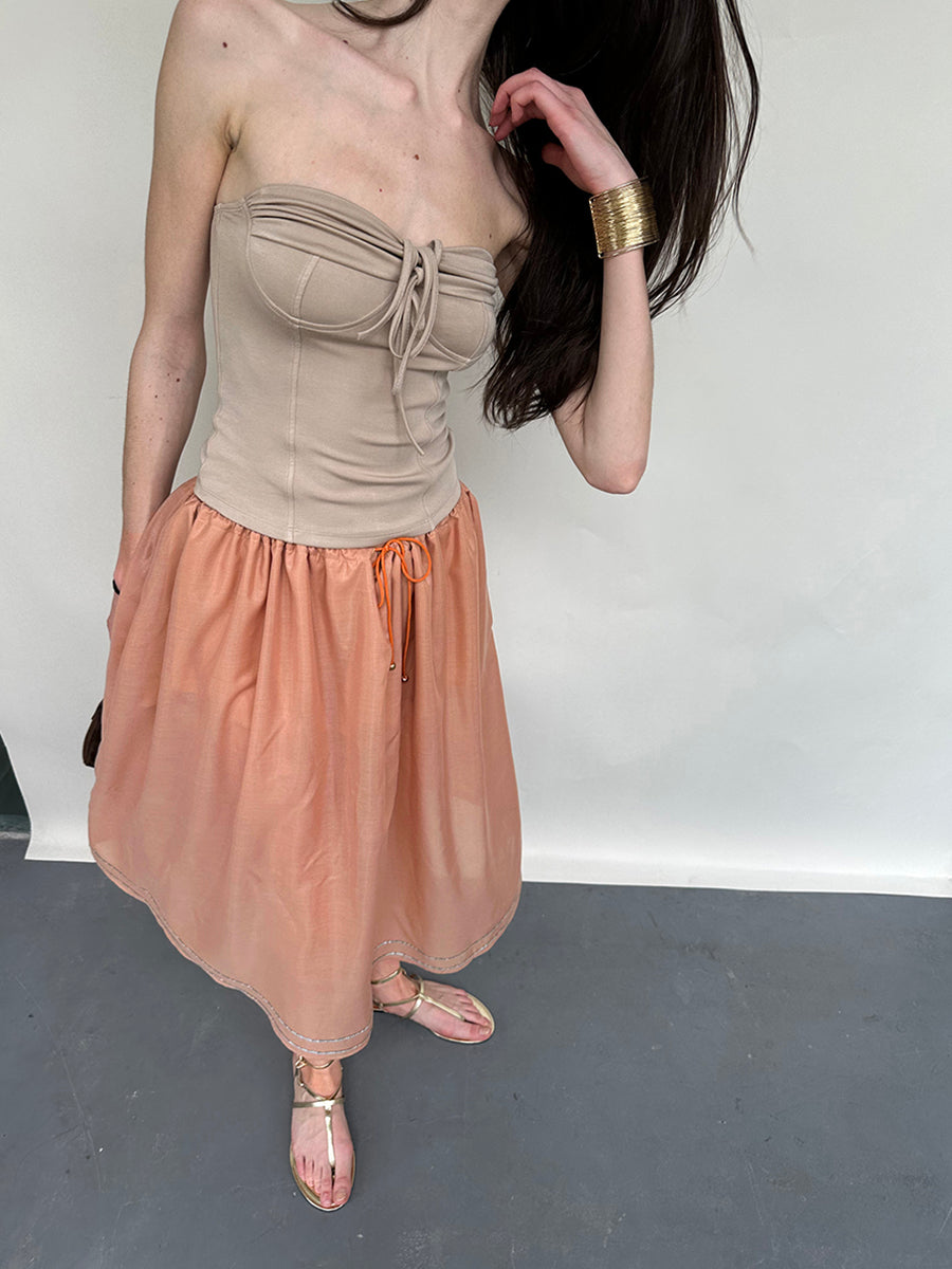 Dotyears Tie-up two-tone slim-fit knitted bandeau