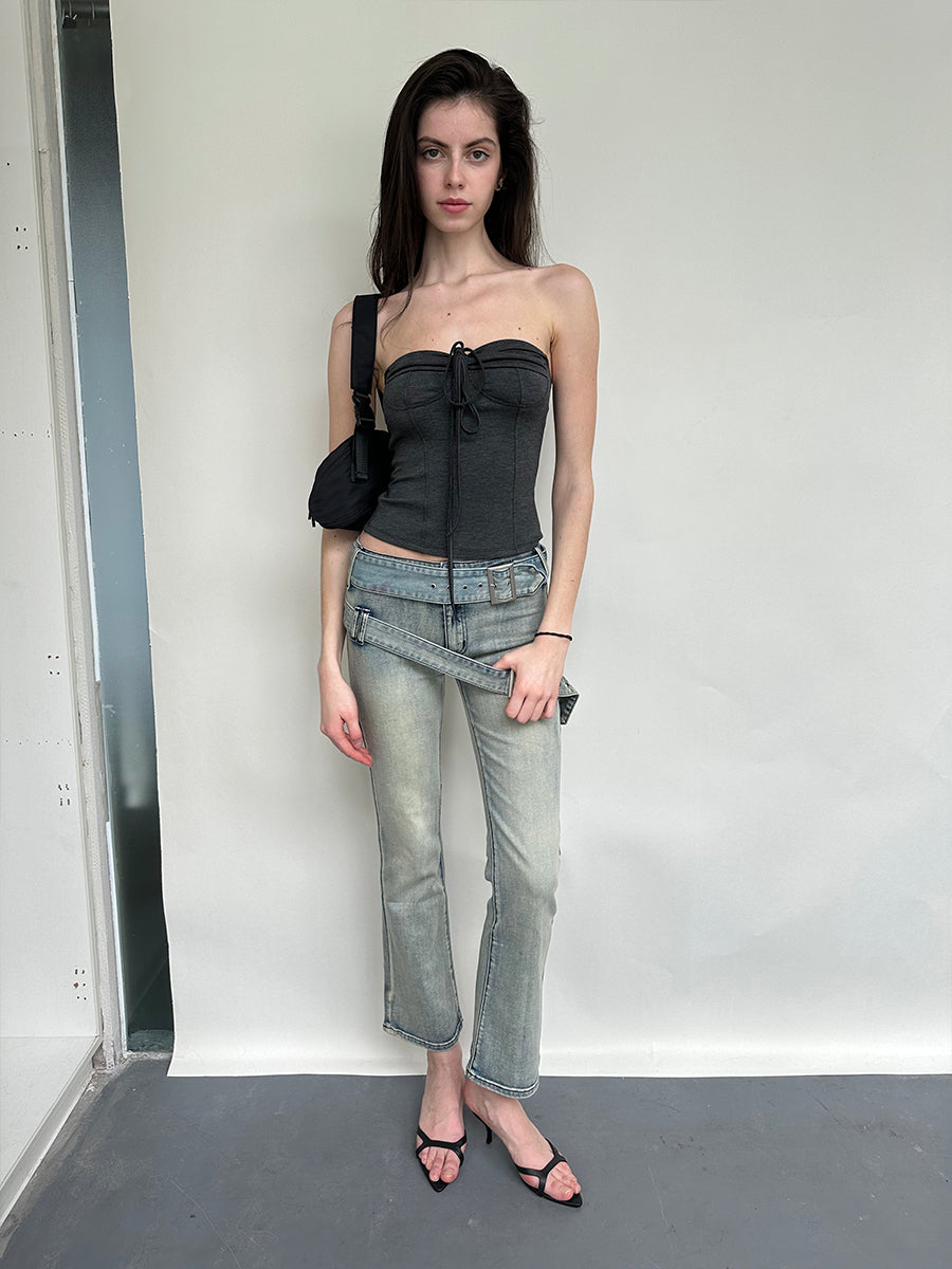 Dotyears Tie-up two-tone slim-fit knitted bandeau