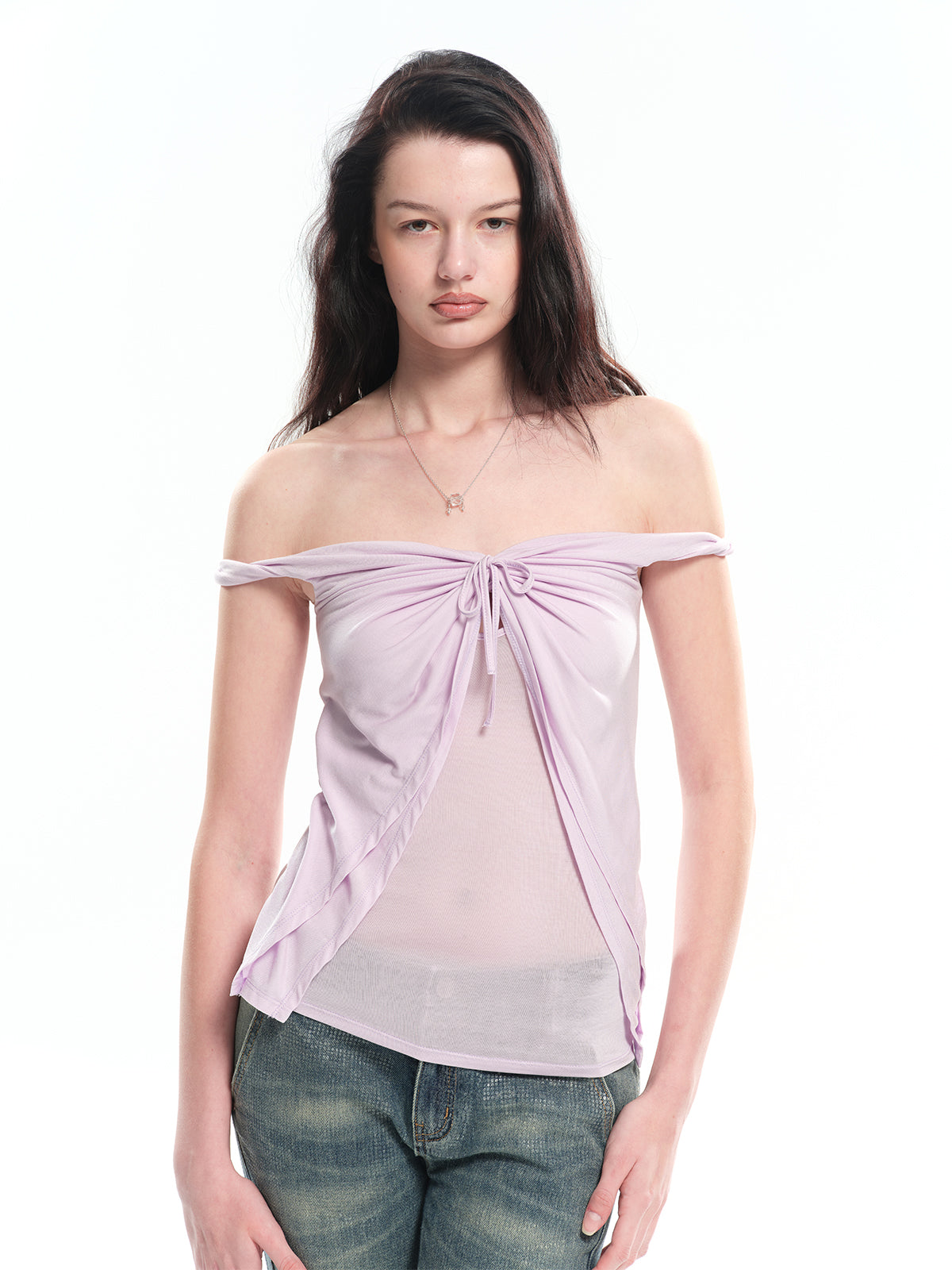 Dotyears Twist Knot Off-the-shoulder Knit Top (Two Colors: Black & Pink)