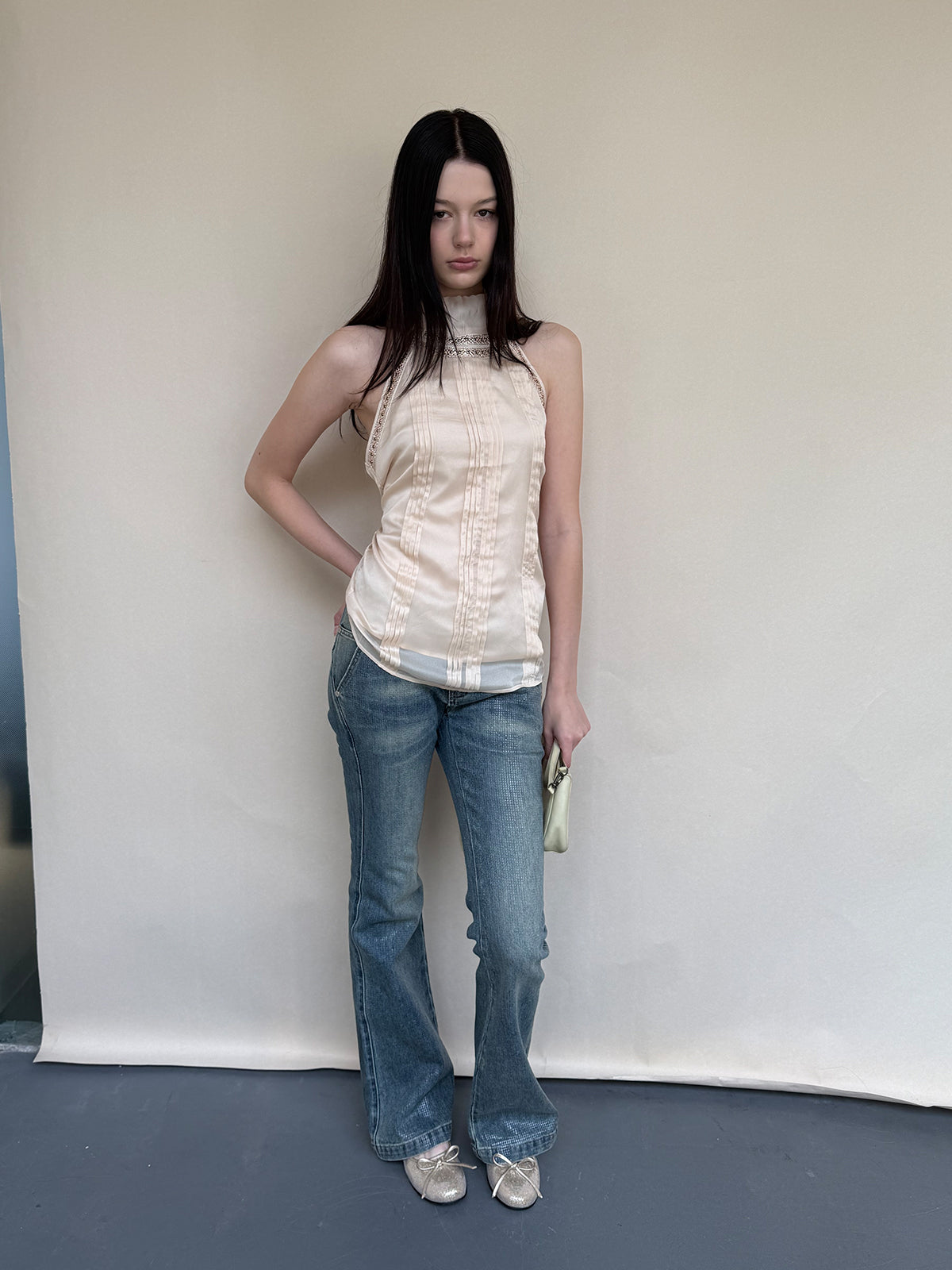 Dotyears hot-drilled back-tie gold top