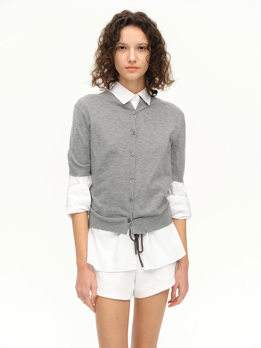 Hughum Blue grey crewneck knit short sleeves
