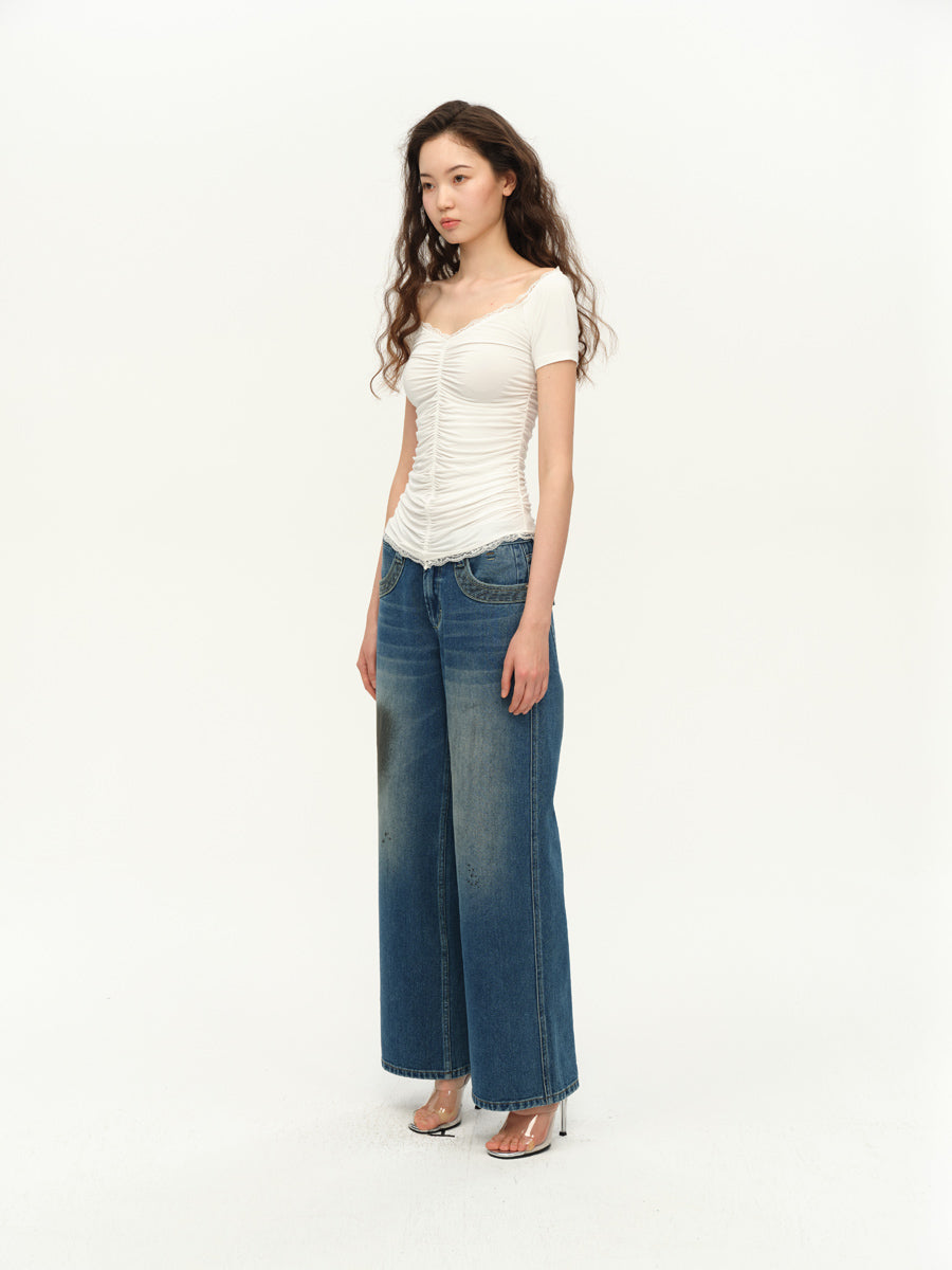 Dotyears Lace panels, solid backless chain charm, detachable black and white unloading top