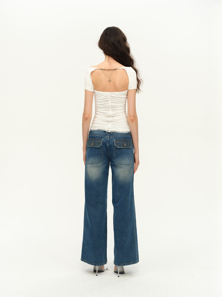 Dotyears Lace panels, solid backless chain charm, detachable black and white unloading top