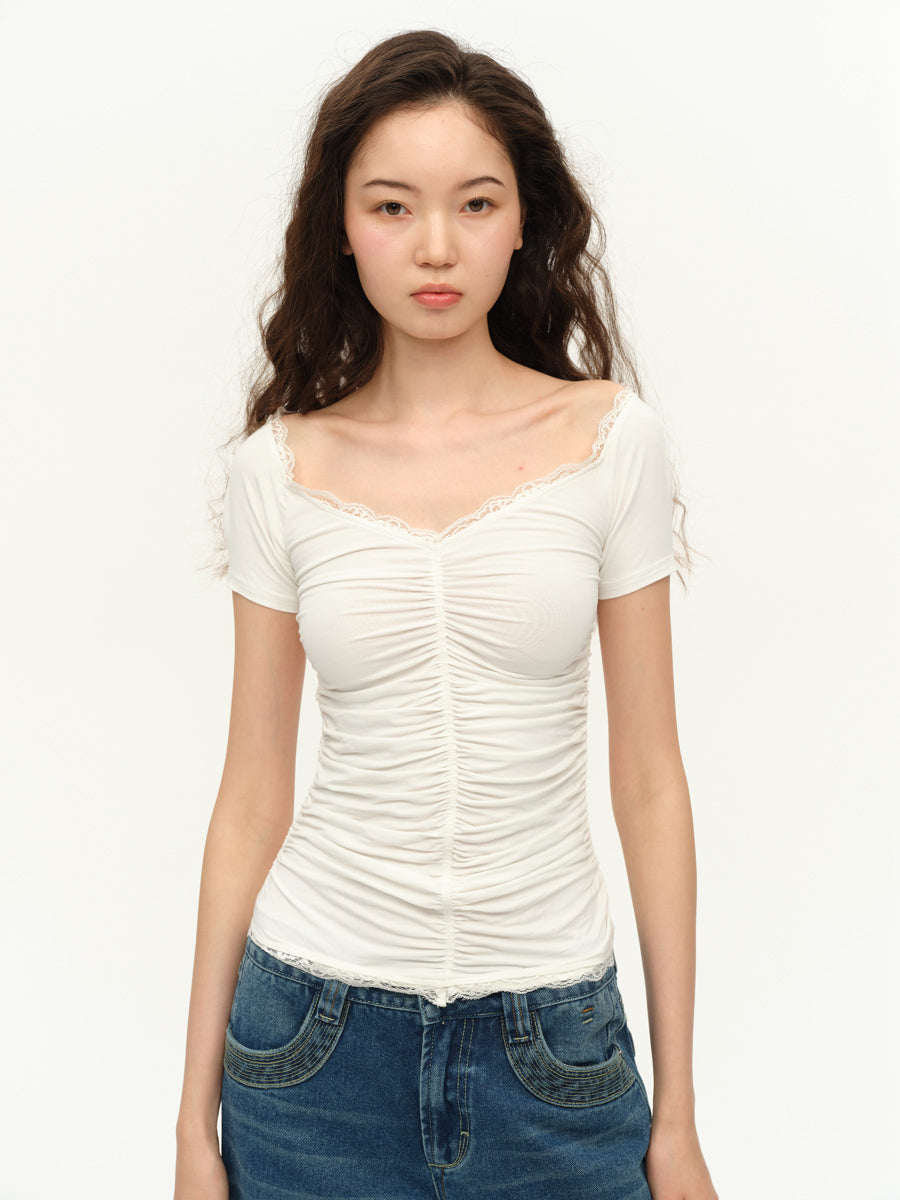 Dotyears Lace panels, solid backless chain charm, detachable black and white unloading top