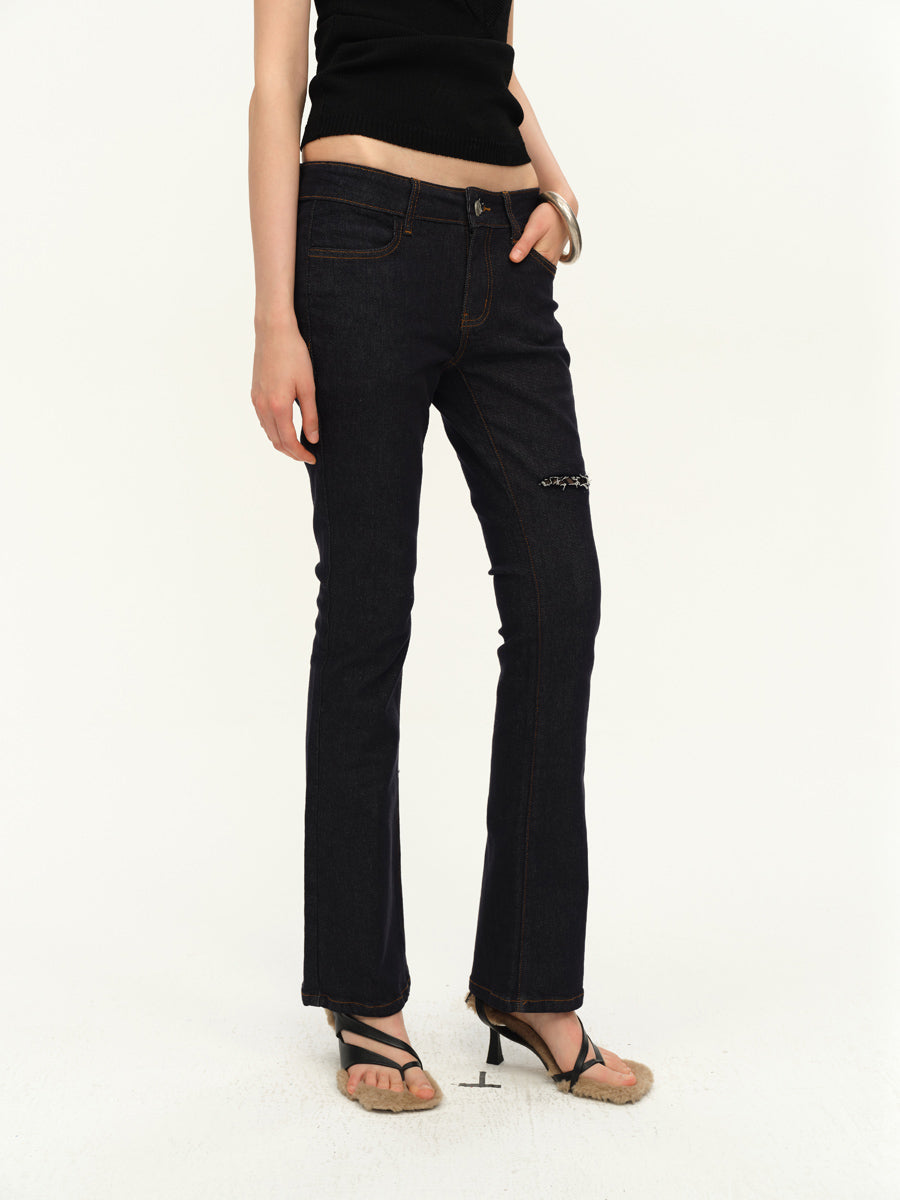 Dotyears Lace panels, trimmed cut-outs, skinny jeans