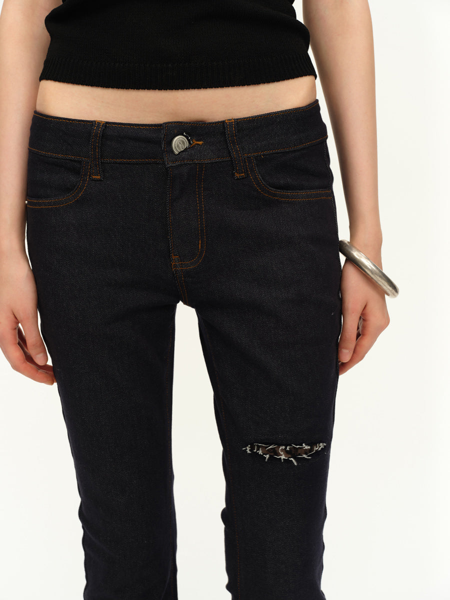 Dotyears Lace panels, trimmed cut-outs, skinny jeans