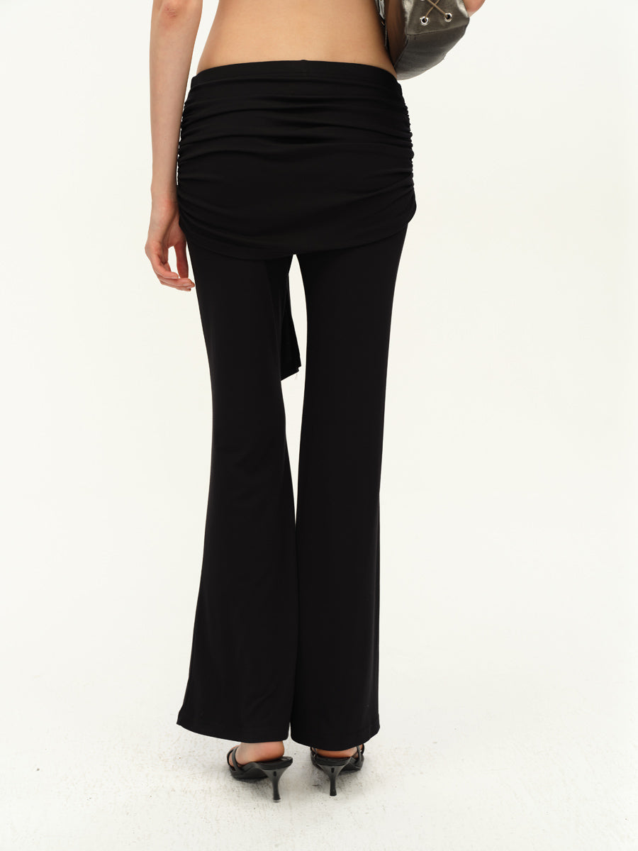 Dotyears Straight-leg black knit pants with a lace-up design