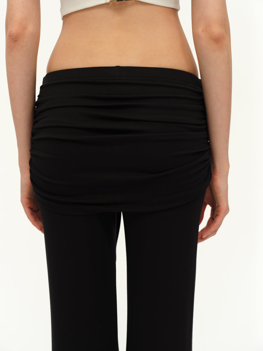 Dotyears Straight-leg black knit pants with a lace-up design