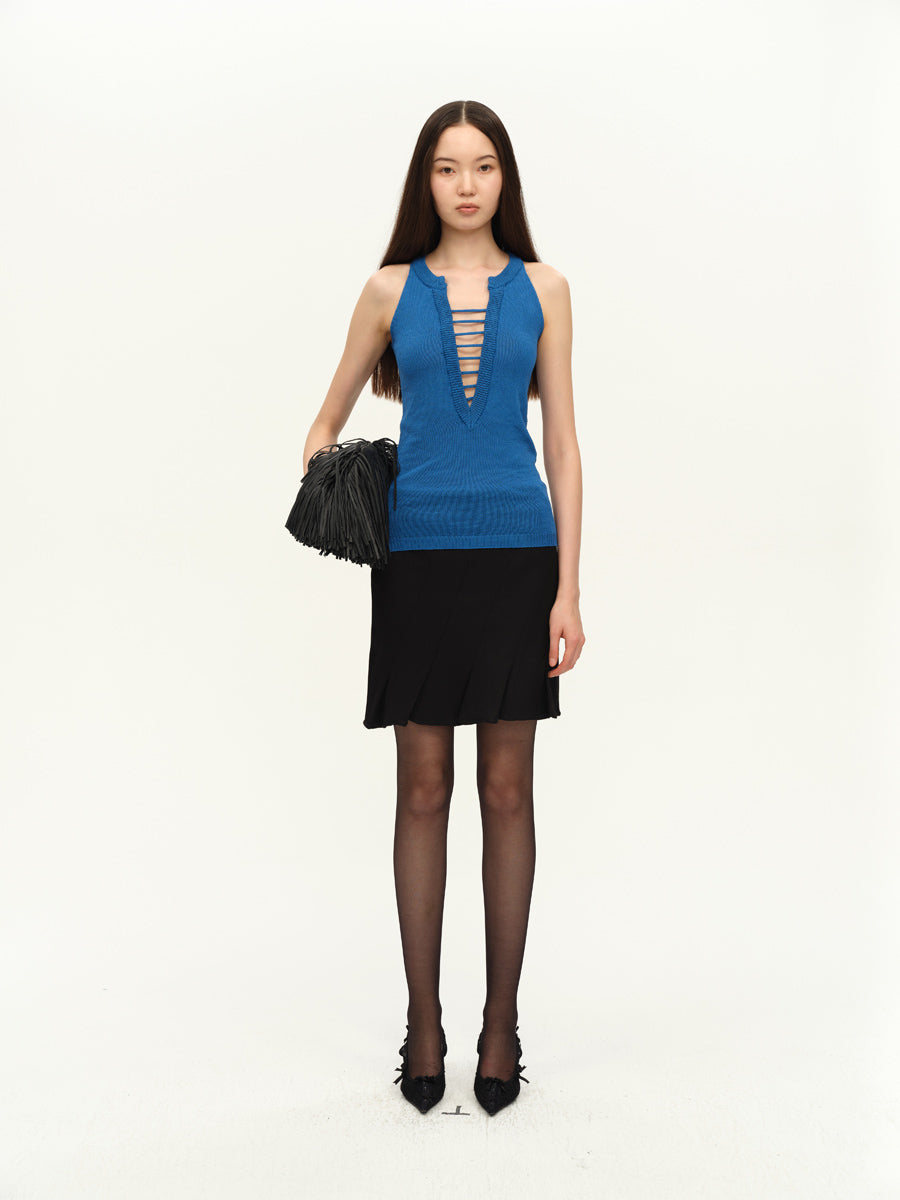 Dotyears Hand-drawn knitted two-tone sweater