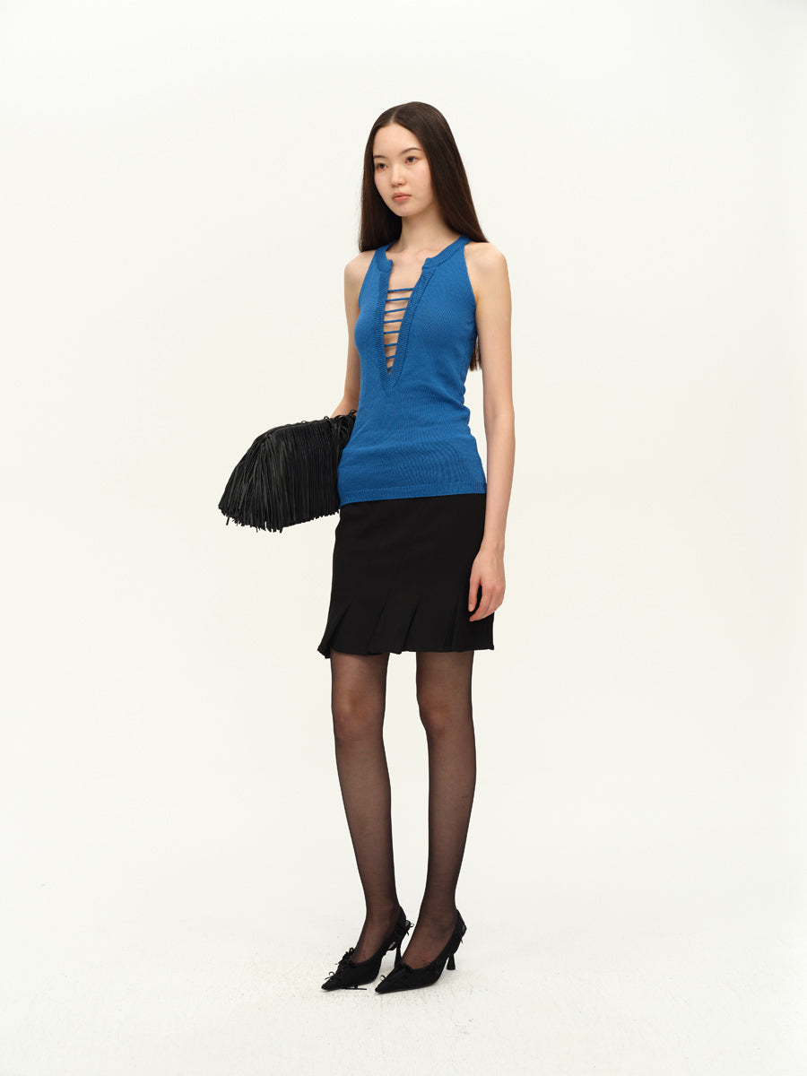 Dotyears Hand-drawn knitted two-tone sweater