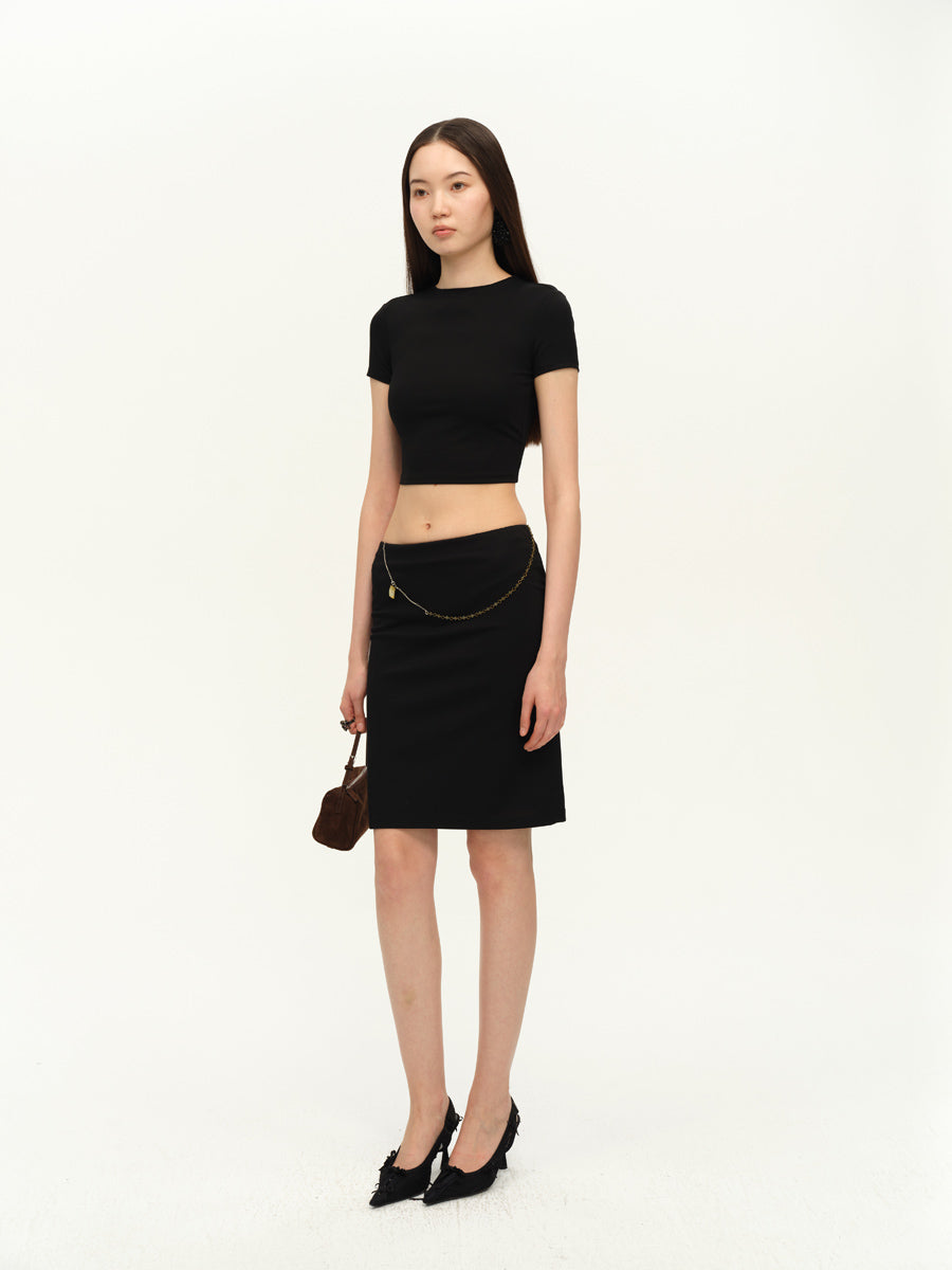 Dotyears Open back custom D-button knot black and white suit