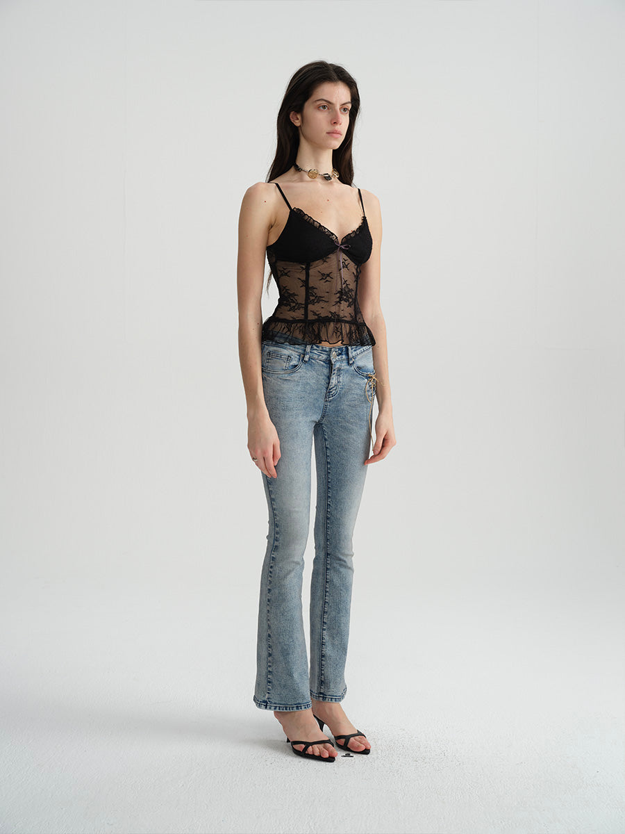 Dotyears Two-tone lace slim fit small suspenders