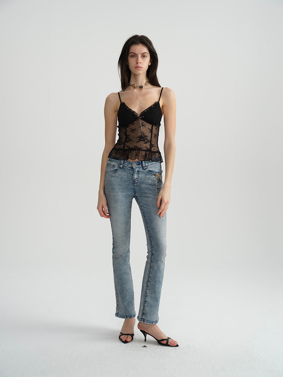 Dotyears Two-tone lace slim fit small suspenders