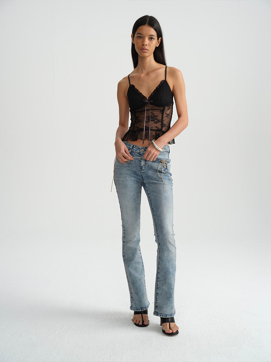 Dotyears Two-tone lace slim fit small suspenders