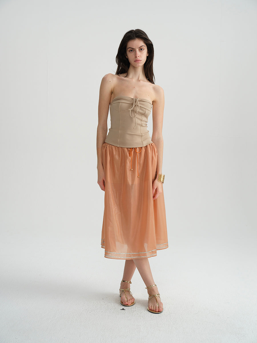 Dotyears Tie-up two-tone slim-fit knitted bandeau