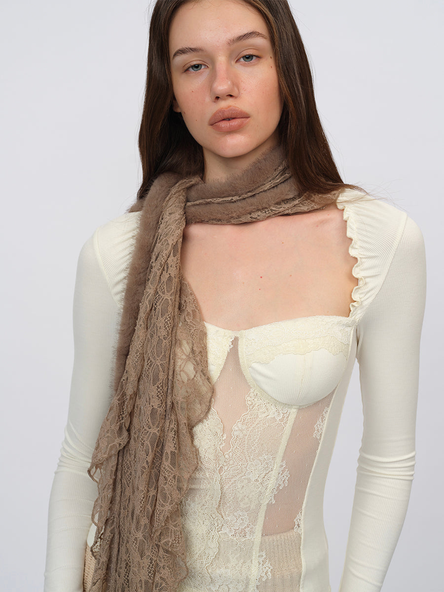 Dotyears White Lace-Paneled Bustier Top