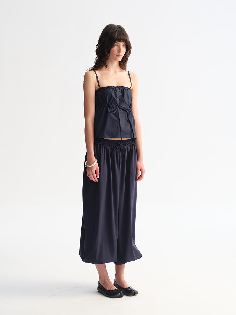 Hughum Cottony Drawstring Lantern Pants