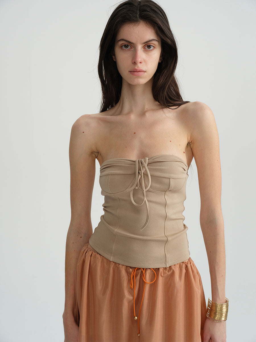 Dotyears Tie-up two-tone slim-fit knitted bandeau