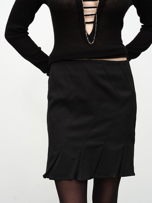 Dotyears24AW A midi two-tone skirt with twill panels