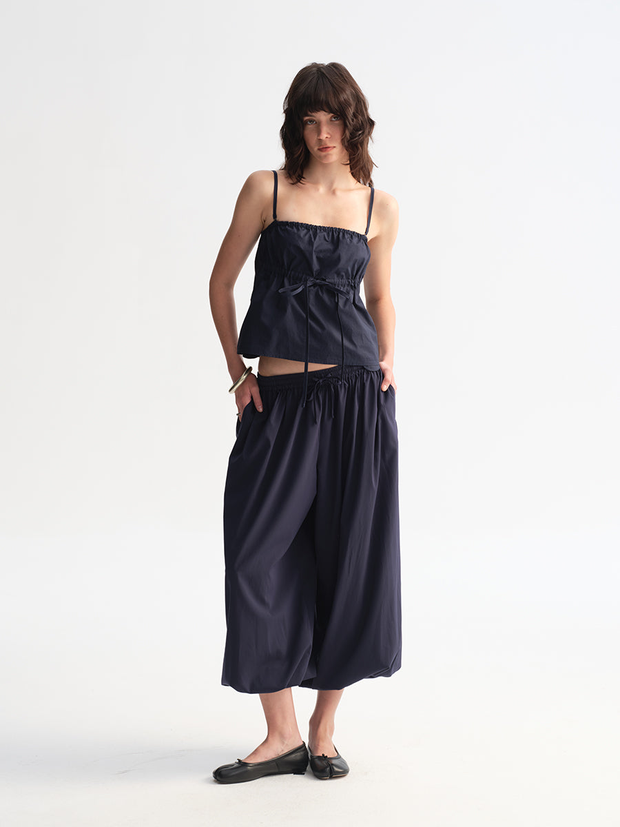 Hughum Cottony Drawstring Lantern Pants