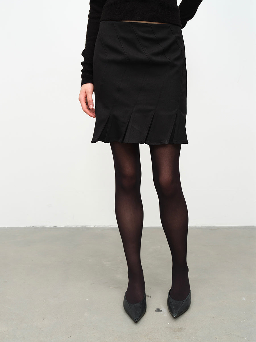 Dotyears24AW A midi two-tone skirt with twill panels