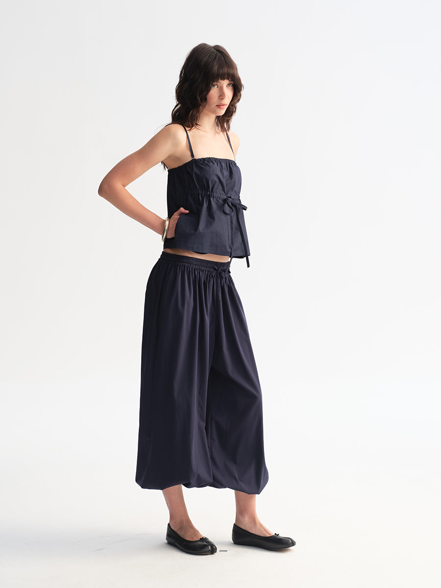 Hughum Cottony Drawstring Lantern Pants