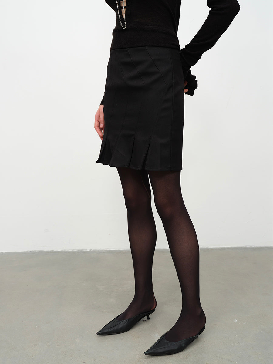 Dotyears24AW A midi two-tone skirt with twill panels