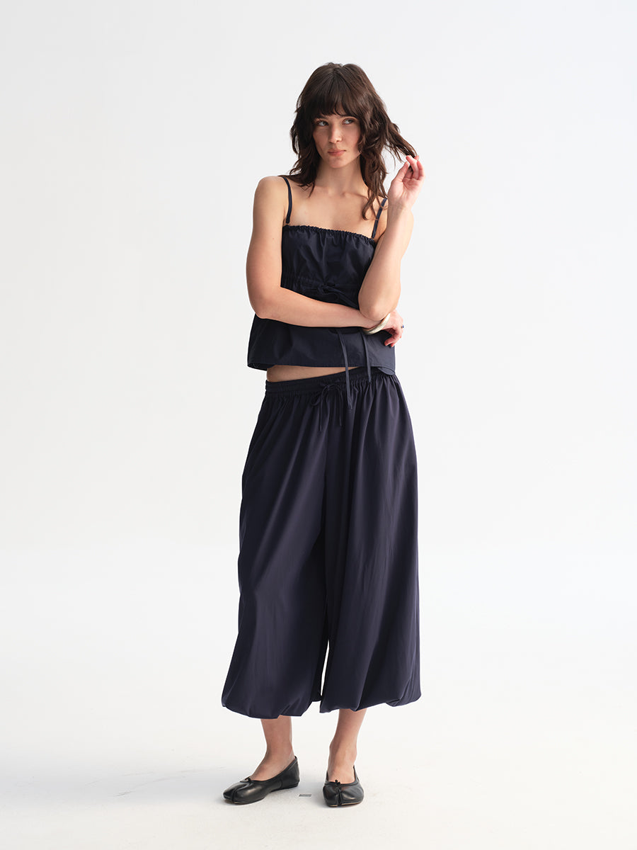 Hughum Cottony Drawstring Lantern Pants