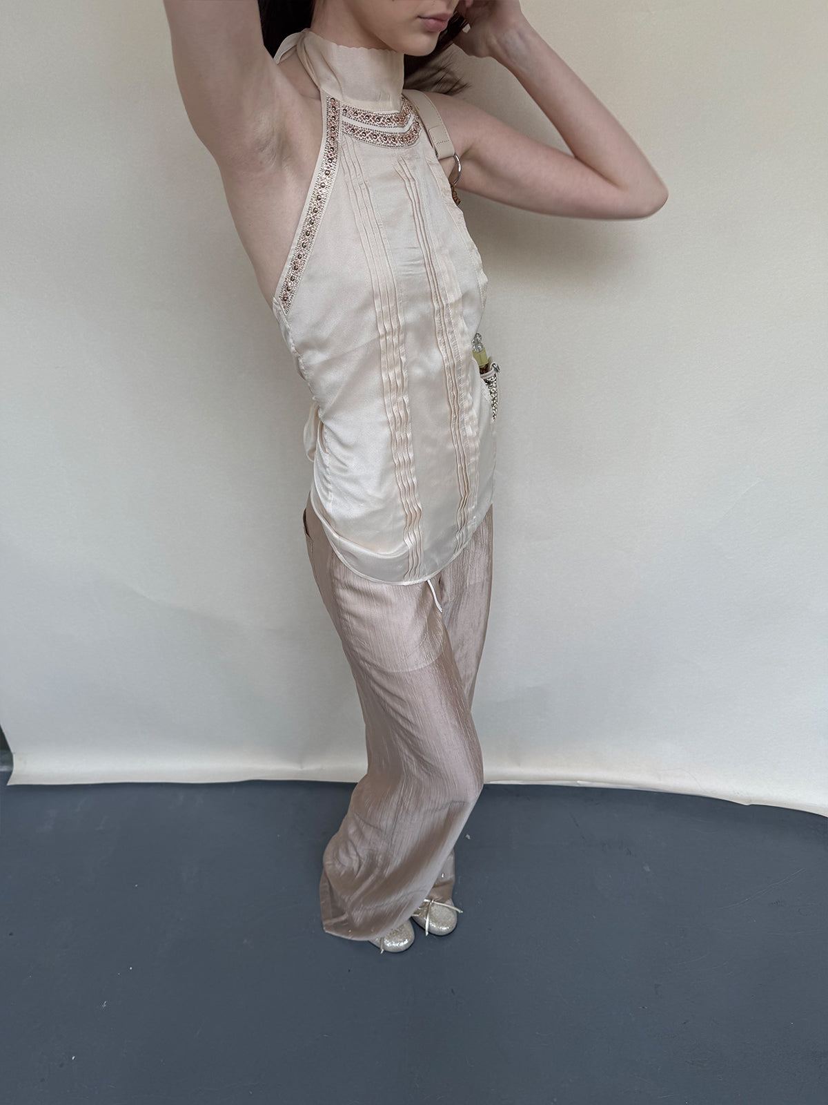 Dotyears hot-drilled back-tie gold top