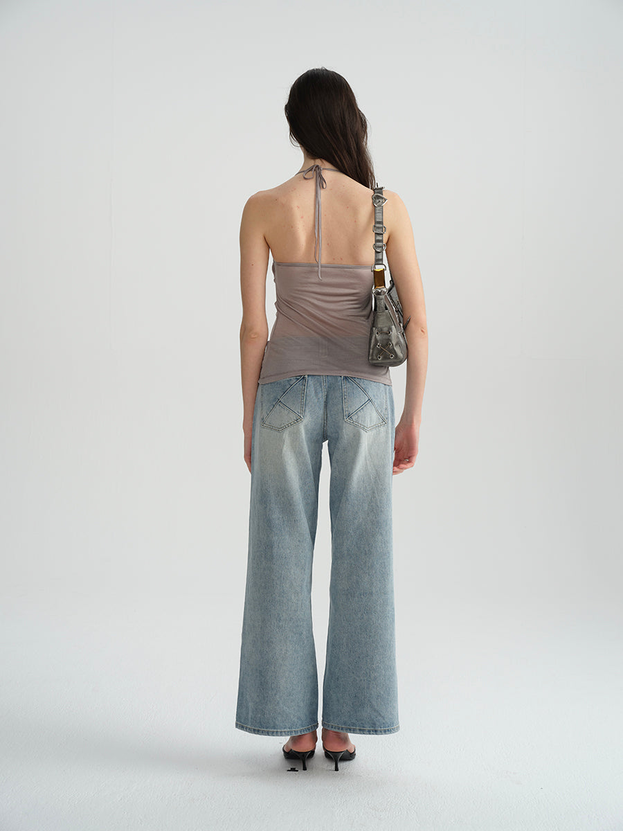 Dotyears Purple panelled chest cups, ruched fit, faux-two-piece suspenders