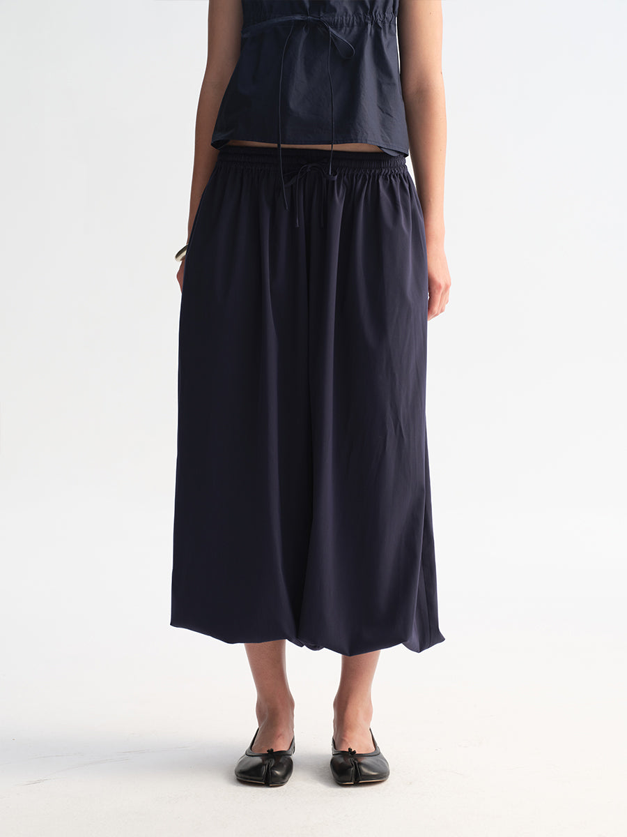 Hughum Cottony Drawstring Lantern Pants
