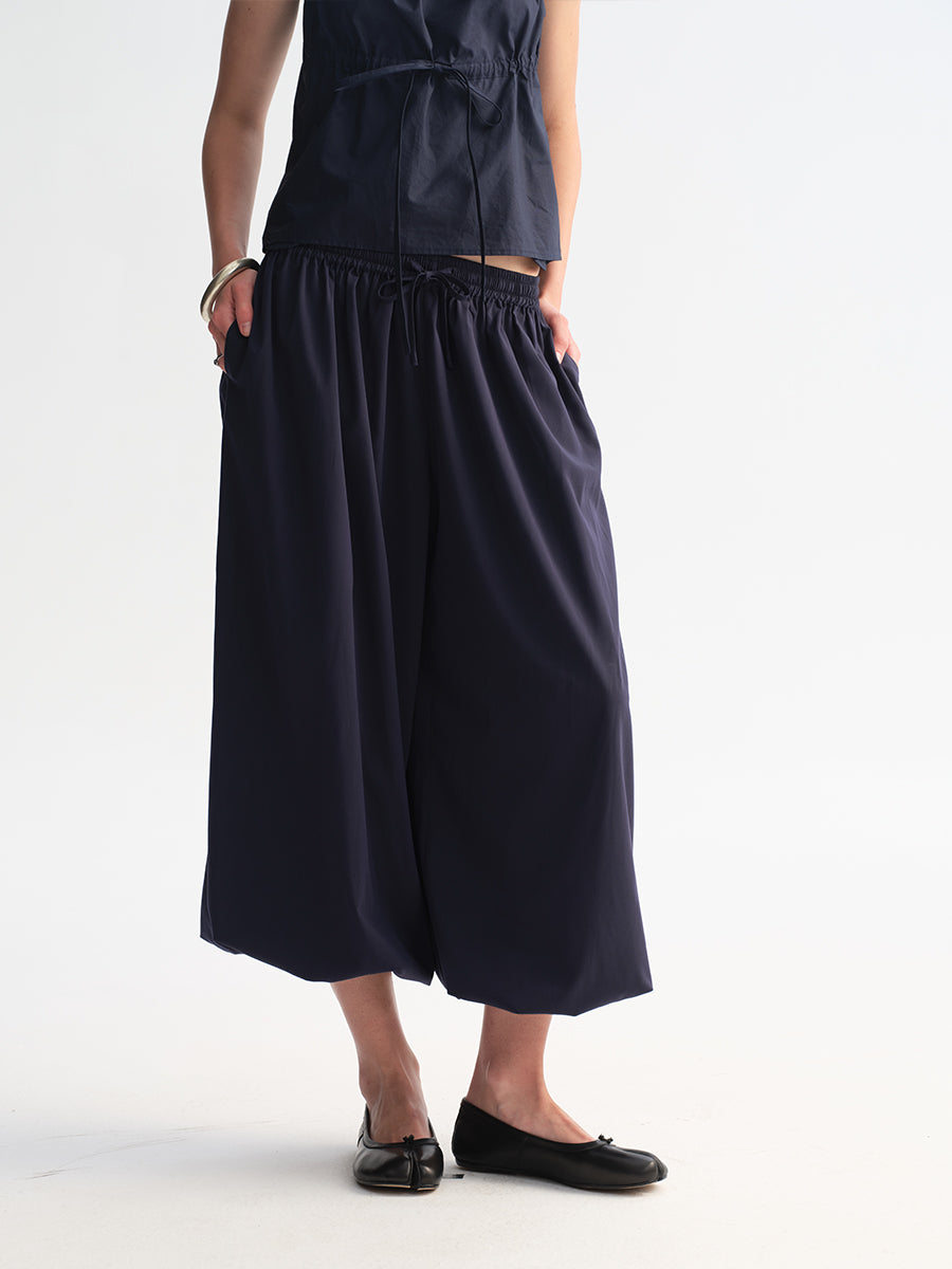 Hughum Cottony Drawstring Lantern Pants